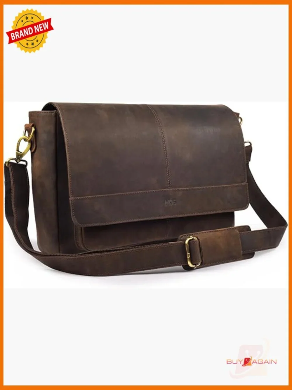 Genuine Leather Messenger Bag - Laptop Briefcase Crossbody for Work Travel
